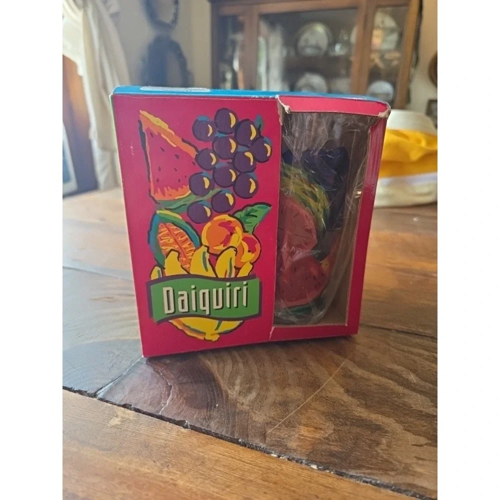 WC Designs vintage Coolers Daiquiri‎ Acrylic Barware Set of 4 Fruit Design 1995